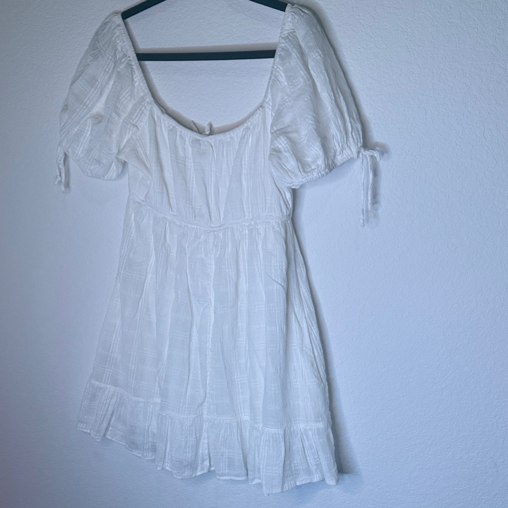 5 for 45!!!💗 White Boho Peasant Mini Dress - Picture 6 of 14